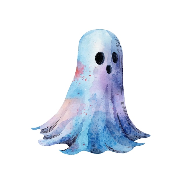 Un disegno di un fantasma con una faccia disegnata su di esso