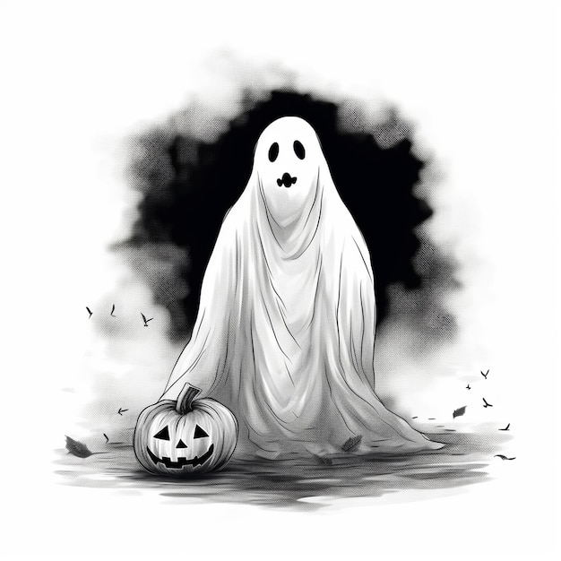 Vector a drawing of a ghost with a ghost in the background