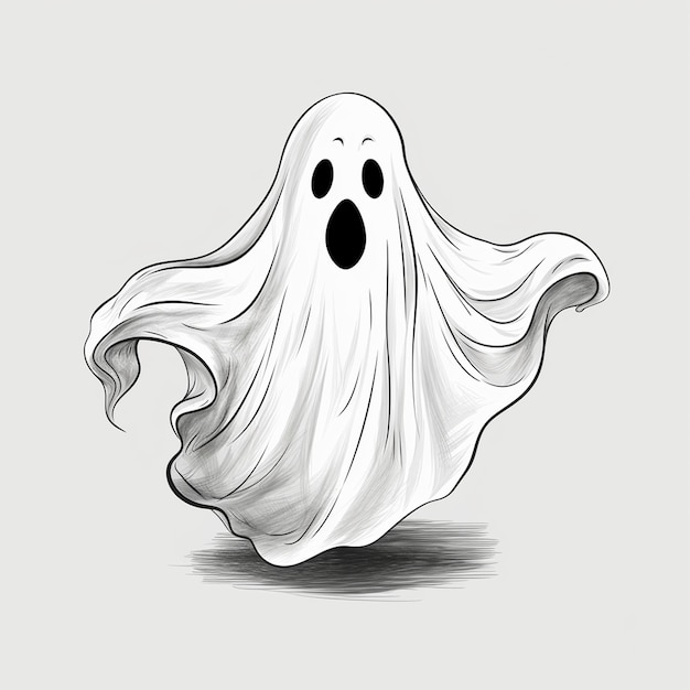 a drawing of a ghost with a ghost face drawn on it