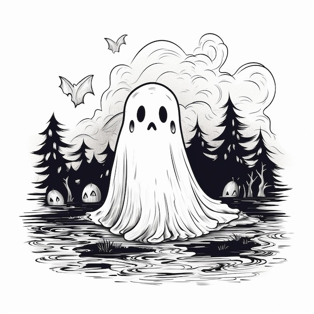 a drawing of a ghost with a ghost on it