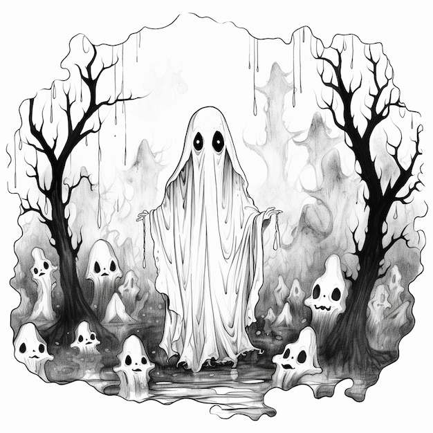 Vector a drawing of a ghost with a ghost on it