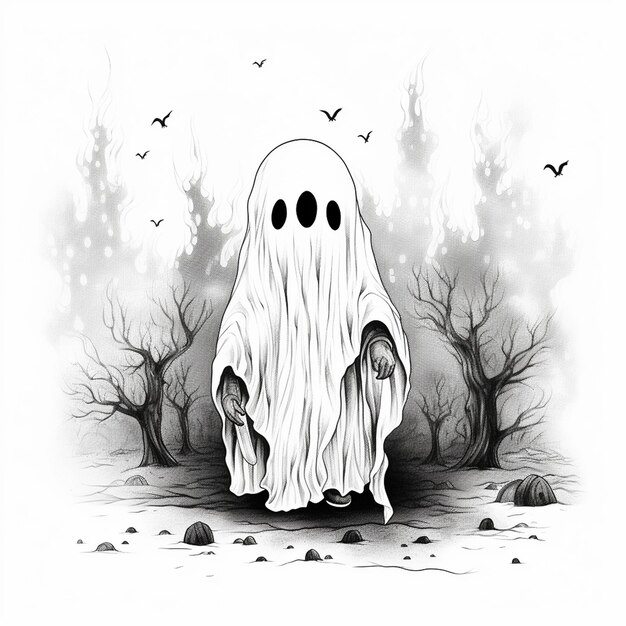 Vector a drawing of a ghost with a ghost on it