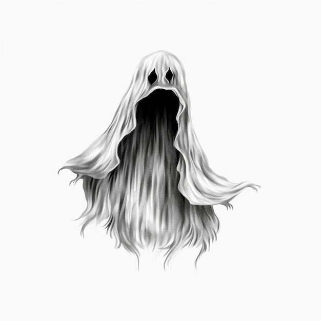 a drawing of a ghost with long hair