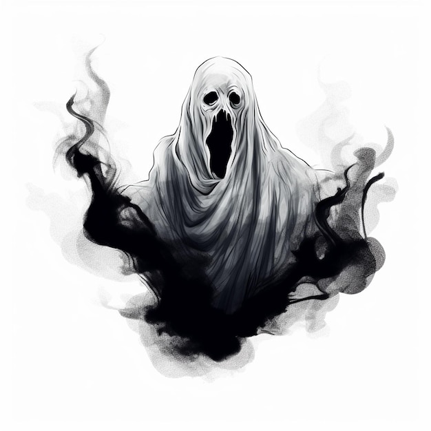 Vector a drawing of a ghost with a scary face on it