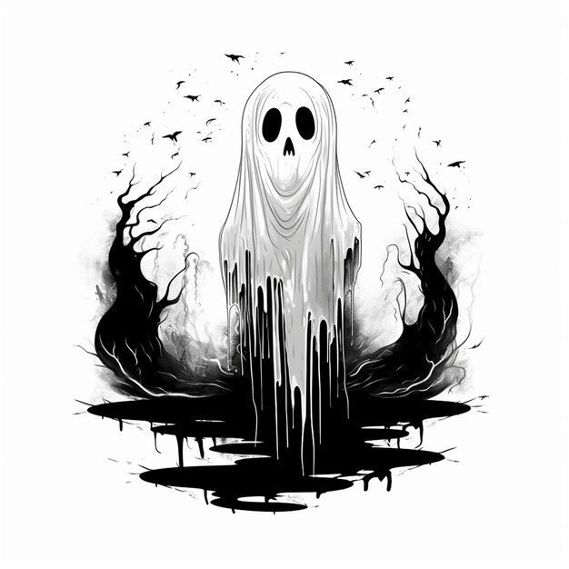 Vector a drawing of a ghost with a skull on it