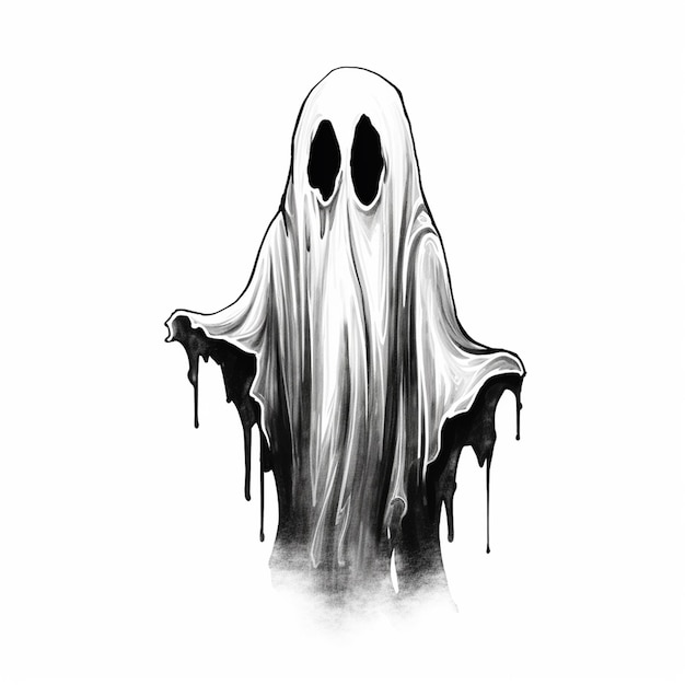 幽霊と書かれた白い背景の幽霊の絵