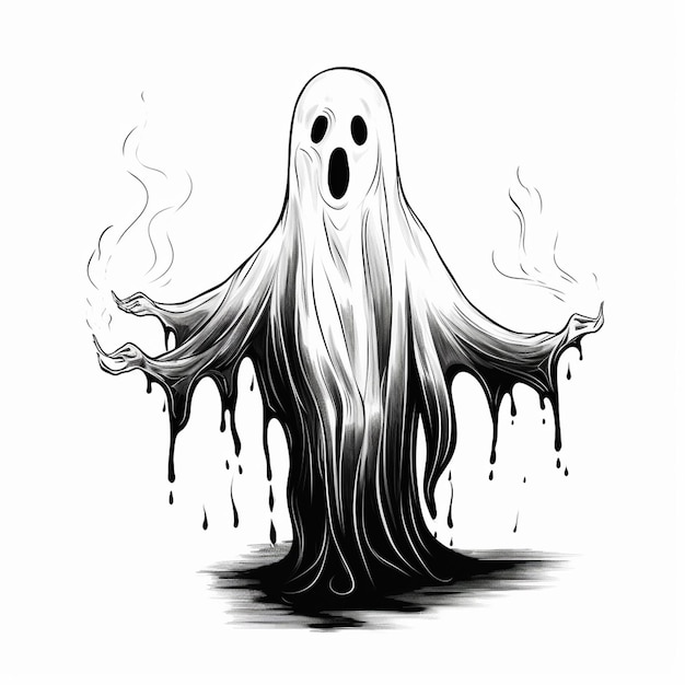 a drawing of a ghost with the word ghost on it