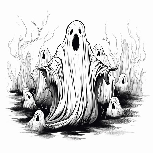 Vector a drawing of a ghost with the words  ghost  on it