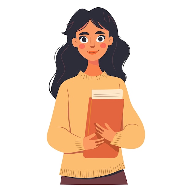 顔を描いた本を握っている女の子の絵
