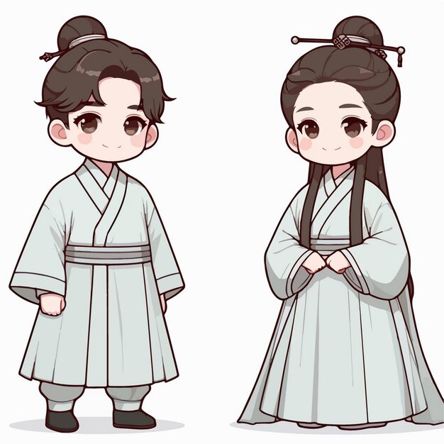 주머니에 손을 넣은 키모노를 입은 소녀의 그림