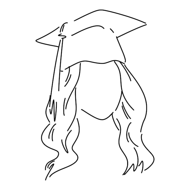 A drawing of a girl with a graduation cap on her head.