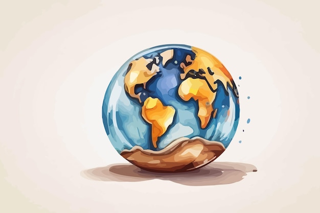 A drawing of a globe with the earth in the middle