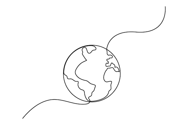 その上に線が描かれた地球の図