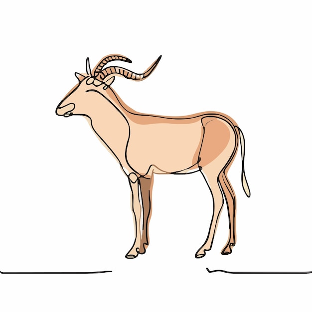 a drawing of a goat with horns and a brown and white background