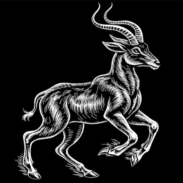 Vector a drawing of a goat with horns and horns