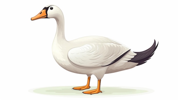 Vector a drawing of a goose with a white head and yellow feet