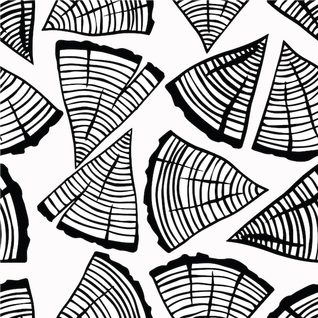 Drawing graphics seamless pattern cut wood black and white drawing and a piece of wood the theme