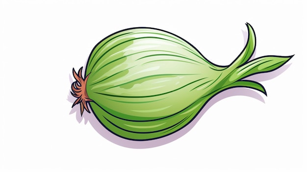 Vector a drawing of a green onion with a flower on it