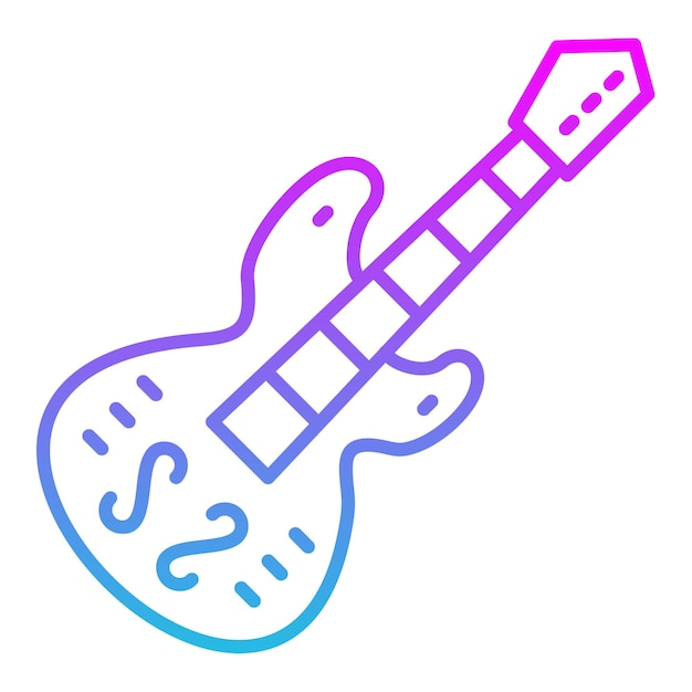 Vector a drawing of a guitar with a blue and pink border