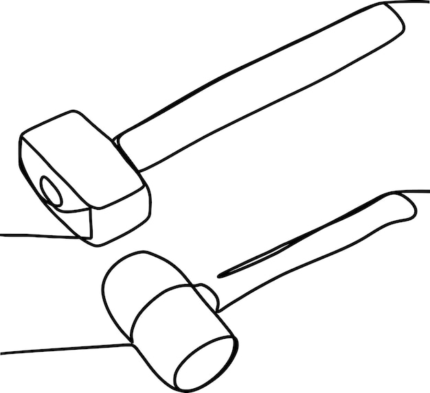 A drawing of a hammer with the words