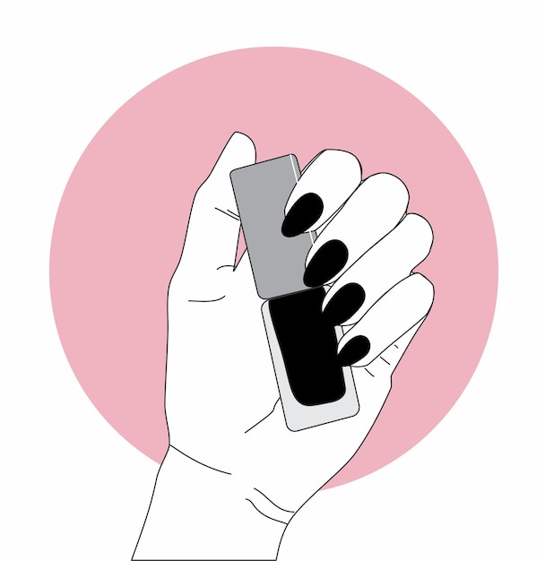 drawing of a hand holding nail polish nail drawing nail art