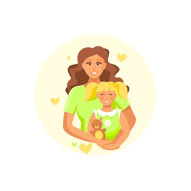 Drawing of a happy mother and daughter