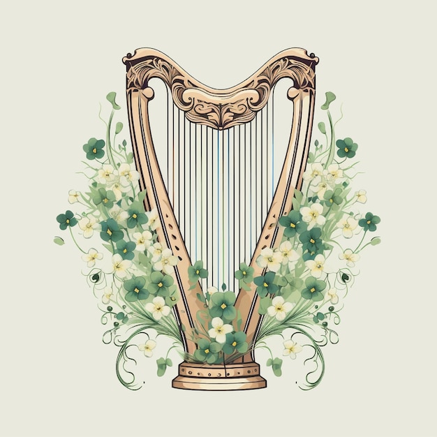 A drawing of a harp vector