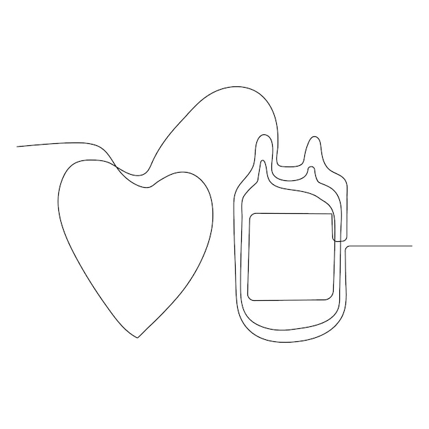 Vector a drawing of a heart with a heart and a tube