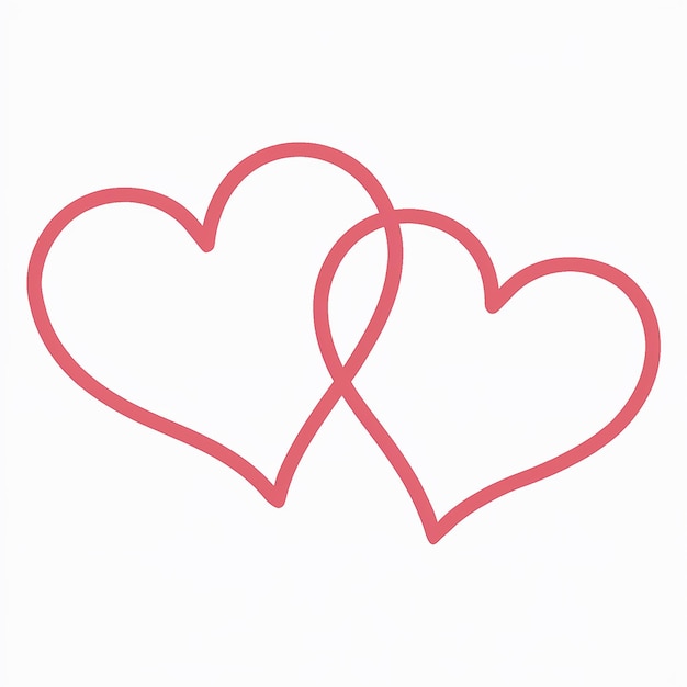 рисунок сердец с красным контуром сердца