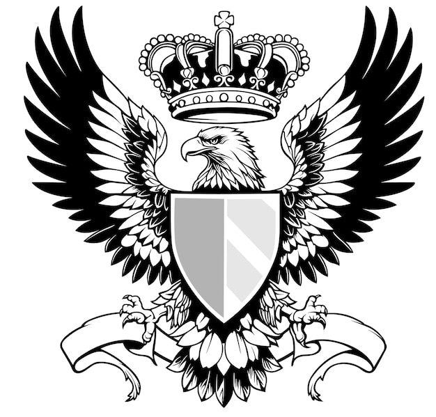 Vector drawing of heraldic eagle with spread wings