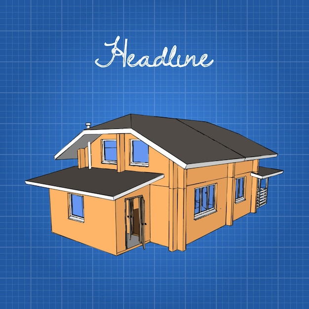 Drawing of the home on a blue background