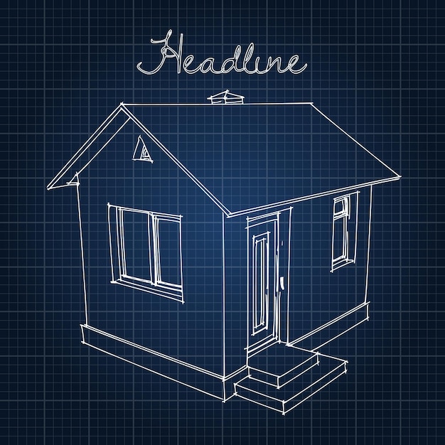 Vector drawing of the home on a blue background