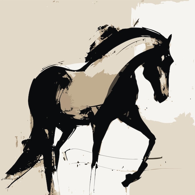 검은 갈기와 흰색 줄무늬가 있는 말 그림.