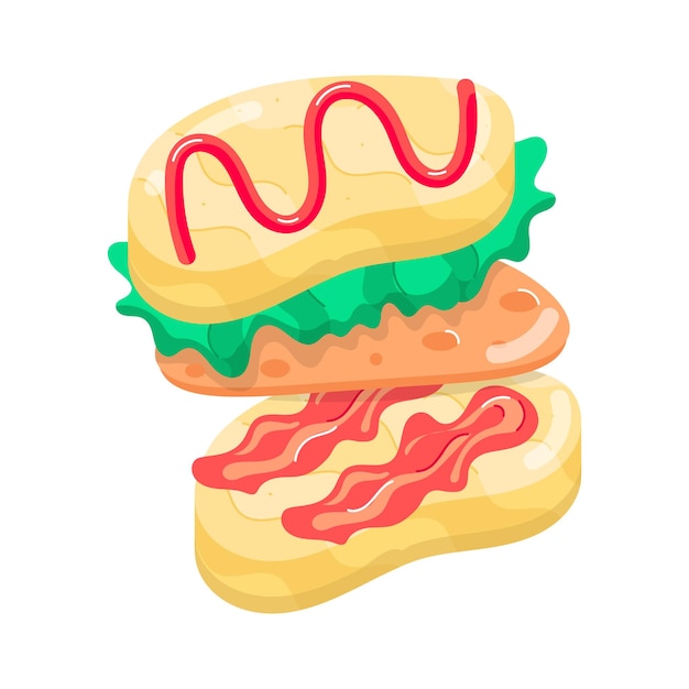 Vector a drawing of a hot dog with ketchup and hotdogs