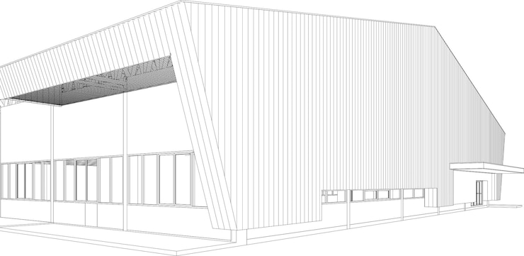 Vector a drawing of the house from the side.