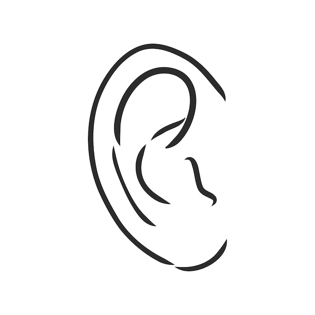 Vector drawing human ear . ear vector sketch on a white background