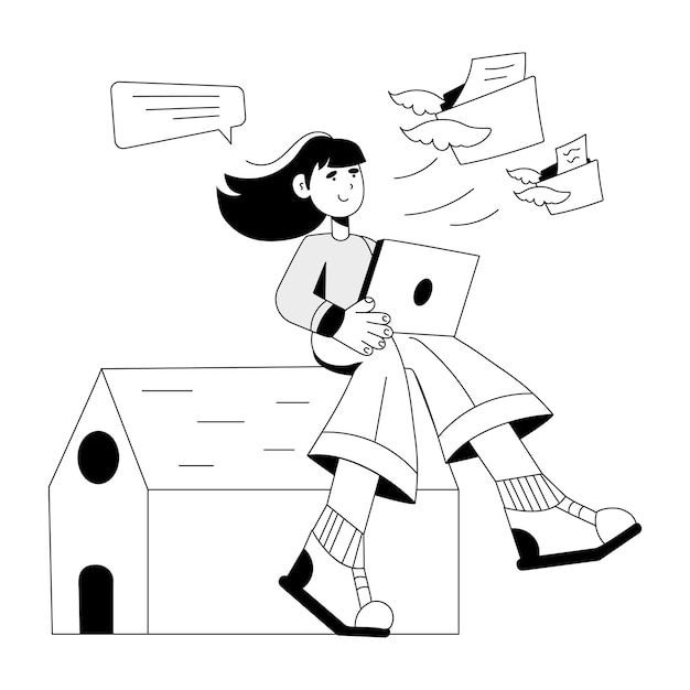 Drawing illustration of online working