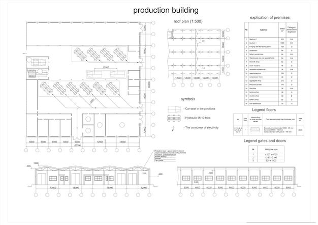 Vettore disegno di un edificio industriale