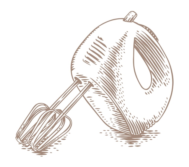 Drawing of isolated hand mixer on the white background