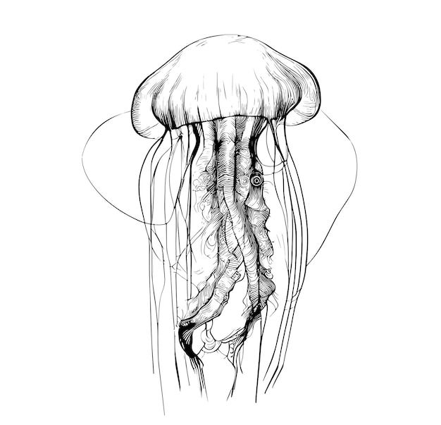 A drawing of a jellyfish with the number 3 on it.