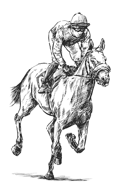 Vector drawing of jockey hand draw