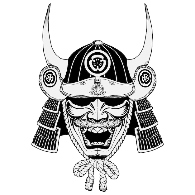 A drawing of a kabuto mask