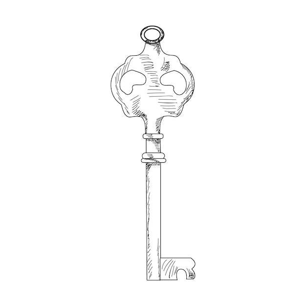 A drawing of a key with a single key on it.