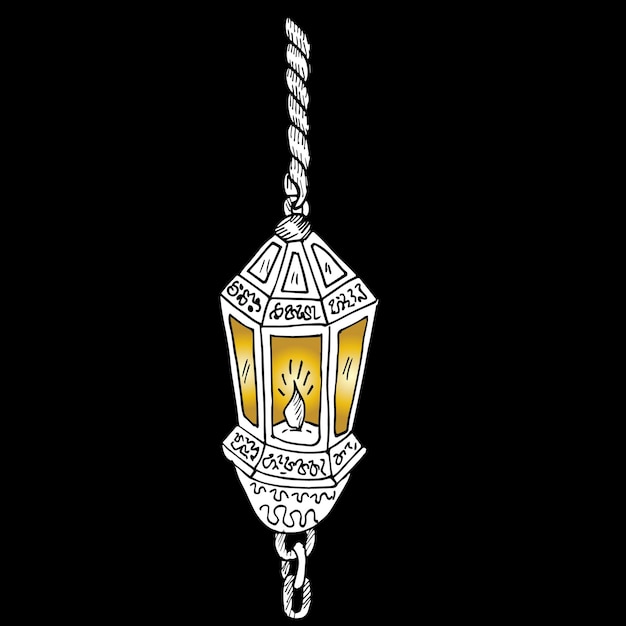 A drawing of a lamp with the words ramadan on it