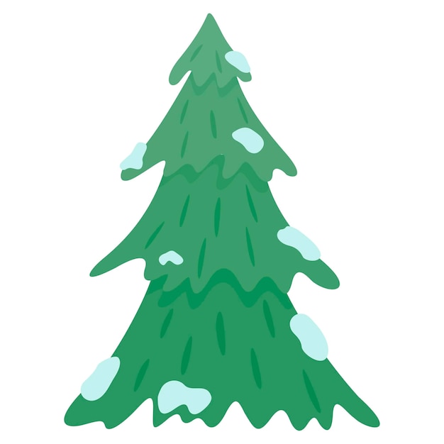 Disegno di un grande albero di natale nella neve. disegno vettoriale.