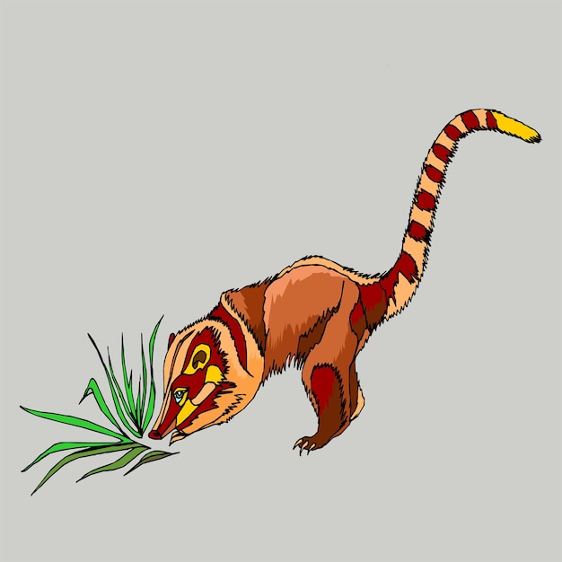 Vector a drawing of a lemur eating grass