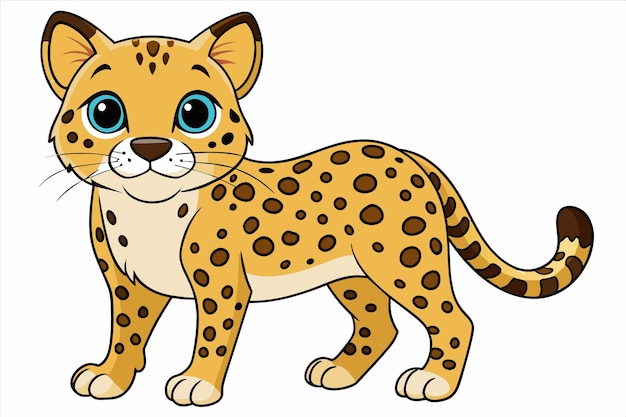 a drawing of a leopard with blue eyes and a white background