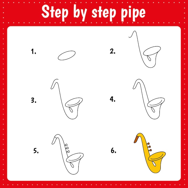 Drawing lesson for children How draw a pipe