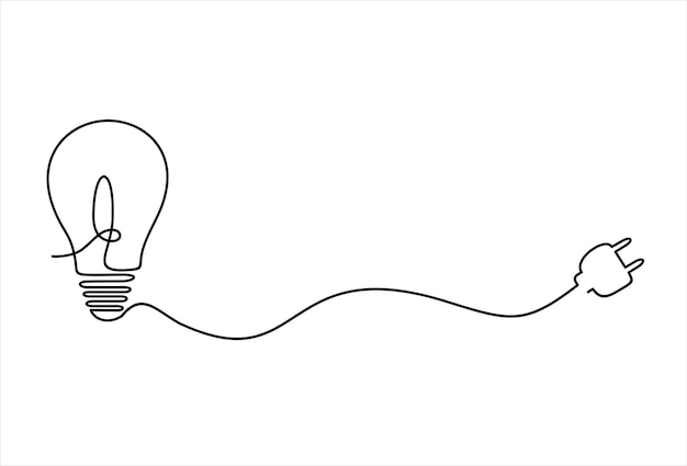 黒いコードをつけた電球の絵