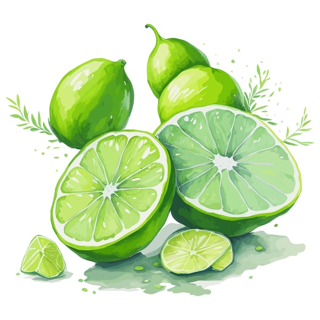 A drawing of limes and some leaves